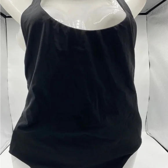 Red Carter . one piece swimsuit. sz XS splice & dice 80’s style high hip. black - Picture 8 of 11